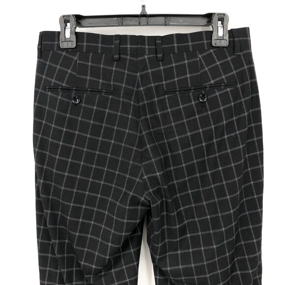 SOUL OF LONDON Men's Slim Fit Dress Pants 31R Black Windowpane Stretch NWOT - Picture 5 of 8